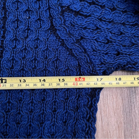 Aran Crafts Merino Wool Cable Knit Long Zip Up Sweater Women’s XXS Navy & Black - Picture 7 of 10